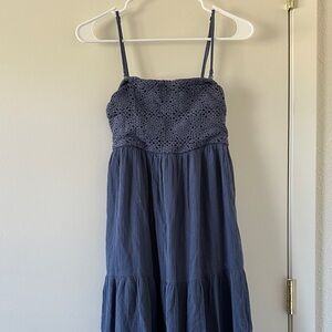 Blue Crochet Top Dress with pockets
